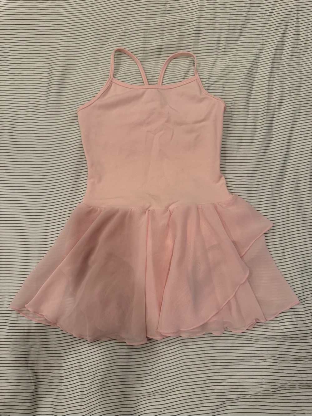 Girls' Light Pink Ballet Leotard Dress with Chiffon Skirt